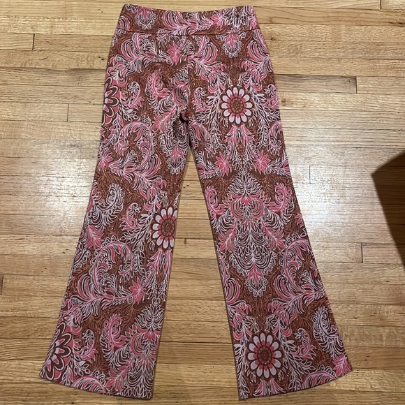 Anthro MAEVE Pink Paisley Flare Leg Retro Pants - Picture 9 of 15
